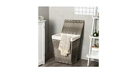 Foldable Hand-woven Laundry Basket with Removable Liner