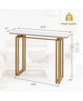 43.5'' Console Table Faux Marble Entryway Sofa Table with Metal Legs Living Room