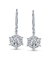 Bling Jewelry Marquise Cubic Zirconia Frozen Winter Holiday Party Cz Snowflake Lever back Dangle Drop Earrings For Women Sterling Silver