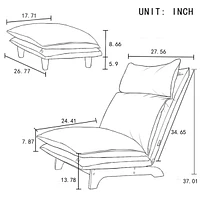 Simplie Fun Lazy Sofa Balcony Leisure Chair Bedroom Sofa Chair Foldable Reclining Chair Leisure Single