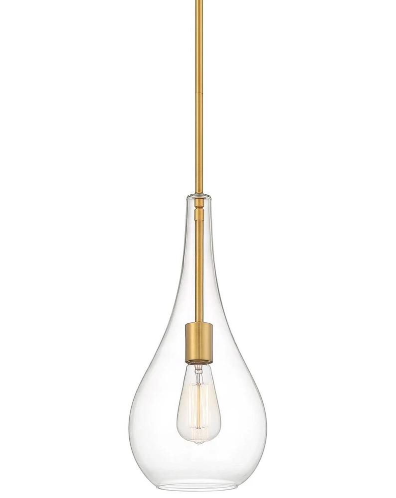 Possini Euro Design Lilly Soft Gold Mini Pendant 7 1/2" Wide Modern Clear Glass Shade Fixture for Dining Room House Home Foyer Kitchen Entryway Bedroo