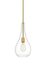 Possini Euro Design Lilly Soft Gold Mini Pendant 7 1/2" Wide Modern Clear Glass Shade Fixture for Dining Room House Home Foyer Kitchen Entryway Bedroo