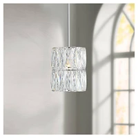 Possini Euro Design Juliette Chrome Mini Pendant Lighting Fixture 7 3/4" Wide Modern Clear Crystal Shade for Dining Room Living House Home Foyer Kitch