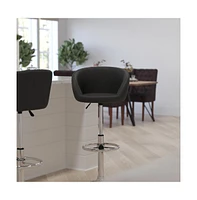 Valencia Bucket Seat Bar And Dining Stool Modern Stool With 360 Swivel, Adjustable Height And Metal Footrest