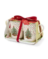 Spode Christmas Tree Polka Dot Mug and Tray Set, 3 Pieces