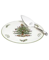 Spode Serveware, Christmas Tree Cake Plate with Metal Server