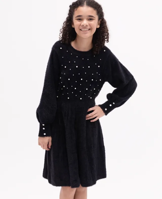 Riley Pearl Embellished Sweater Dress