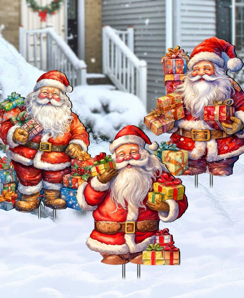 Designocracy Heartwarming Gifts for all Santa Garden Decor Set of 3 by G.DeBrekht