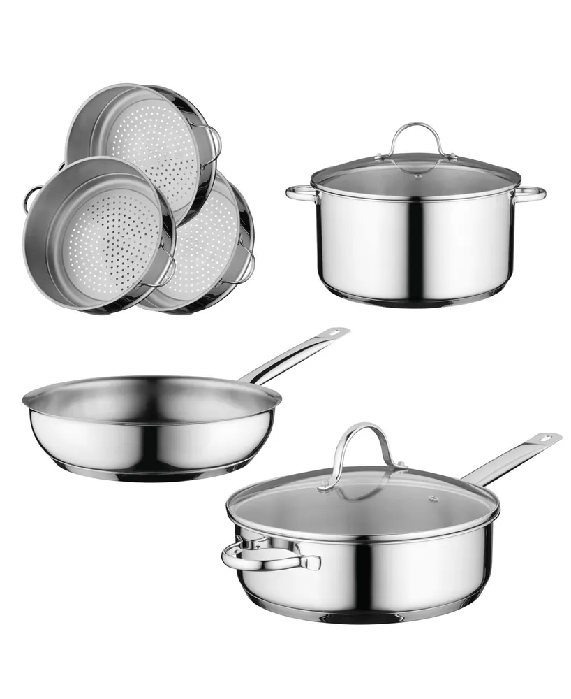 BergHOFF Essentials Comfort 7-Piece 18/10 Stainless Steel Cookware Set w/  Lids 