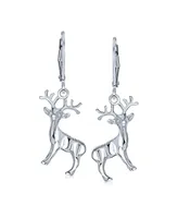 Bling Jewelry Hunter Outdoor Buck Elk Moose Antelope Christmas Rudolph Reindeer Dangle Earrings For Women Lever back Sterling Silver