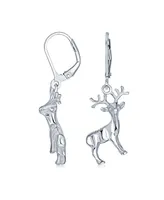 Bling Jewelry Hunter Outdoor Buck Elk Moose Antelope Christmas Rudolph Reindeer Dangle Earrings For Women Lever back Sterling Silver