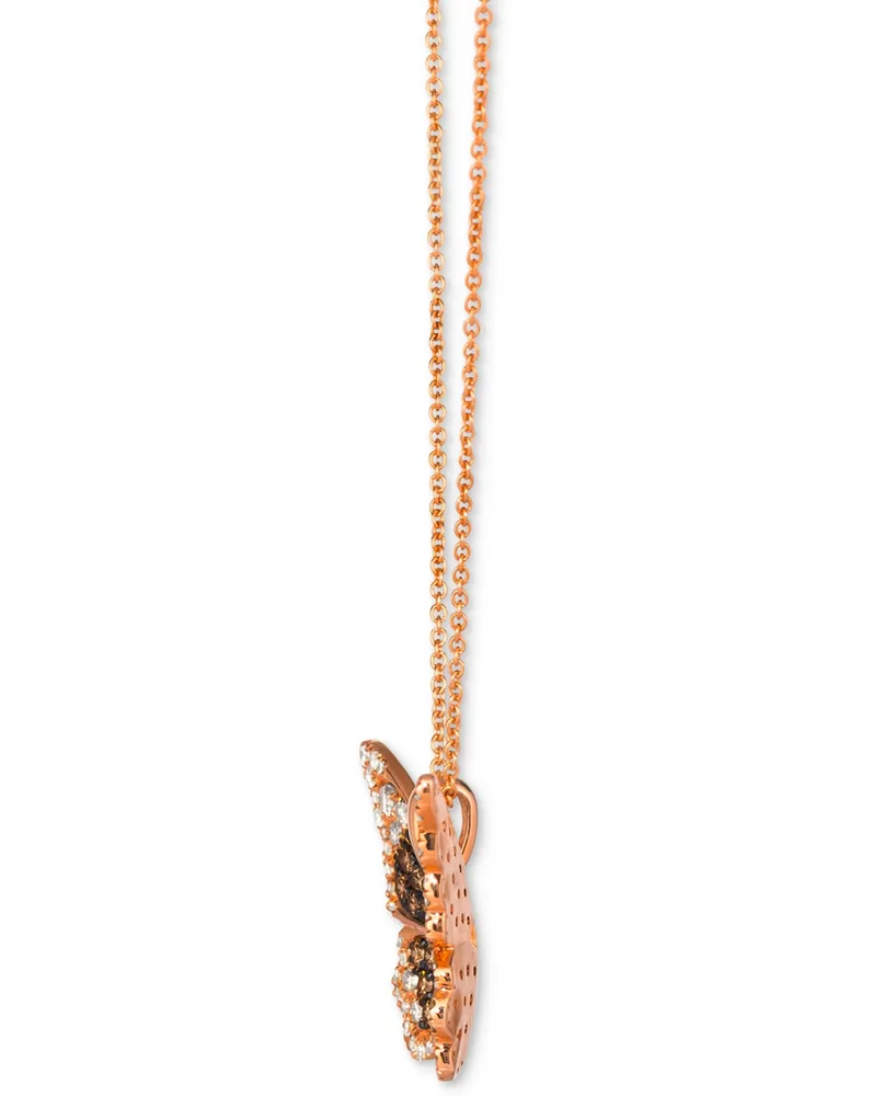 Le Vian Ombre Chocolate Ombre Diamond & Vanilla Diamond Butterfly 20" Adjustable Pendant Necklace (3/4 ct. t.w.) in 14k Rose Gold