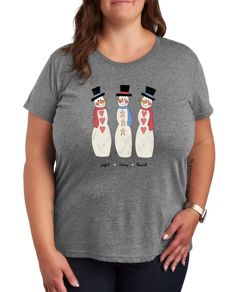 Air Waves Trendy Plus Holiday Snowman Graphic T-shirt