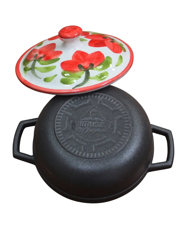 Imusa Hand Painted Cast Aluminum Piece Caldero Set with Ceramic Lid