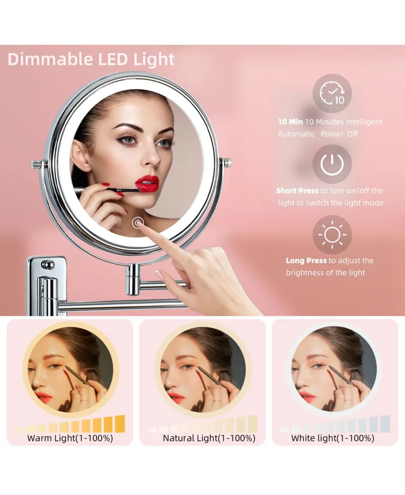 Simplie Fun 8-Inch Wall Mounted Makeup Vanity Mirror, 3S Led Lights