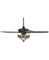 Casa Vieja 52" Journey Rustic Vintage like Ceiling Fan with Led Light Remote Oil Rubbed Bronze Scavo Glass Bowl Low Profile for Living Kitchen House B