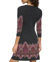 Tommy Hilfiger Women's Paisley 3/4-Sleeve Shift Dress