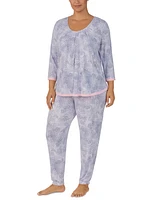 Ellen Tracy Plus Size 2-Pc. Printed Jogger Pajamas Set