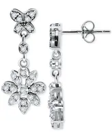 Giani Bernini Cubic Zirconia Flower Drop Earrings in Sterling Silver, Created for Macy's