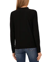 CeCe Women's Ruffle-Trim Long Sleeve Knit Top with Rhinestone Buttons