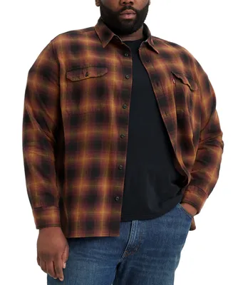 Levi's Men's Big & Tall Relaxed-Fit Long Sleeve Button-Front Plaid Overshirt