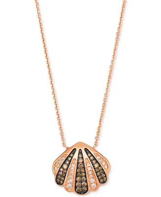 Le Vian Chocolate Diamond & Nude Diamond Shell 19" Adjustable Pendant Necklace (5/8 ct. t.w.) in 14k Rose Gold