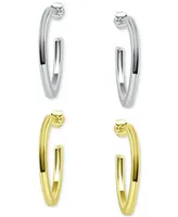 Giani Bernini 2-Pc. Set Polished Hoop Earrings in Sterling Silver & 18k Gold-Plate, 1", Created for Macy's - Two