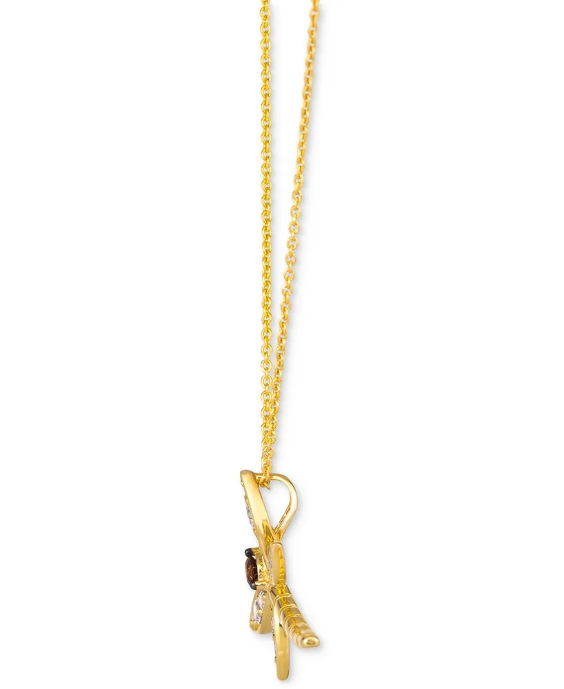 Le Vian Chocolate Diamond & Nude Diamond Dragonfly 20" Adjustable Pendant Necklace (1/3 ct. t.w.) in 14k Gold