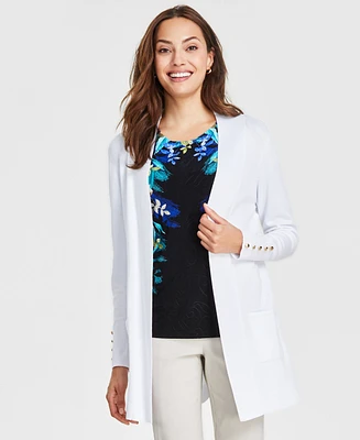 Jm Collection Women's Button-Sleeve Flyaway Cardigan, Created for Macy's
