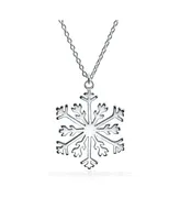 Bling Jewelry Holiday Party Frozen Winter Snowflake Pendant Necklace For Women For Sterling Silver With Chain