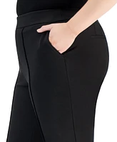 Tahari Asl Plus Ponte Mid-Rise Front-Seamed Pants