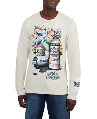 50 Year Anniversary Of Hip Hop Men's Spray the Town Down Graphic Crewneck Long Sleeve T-shirt