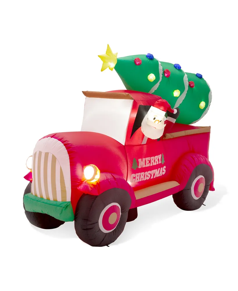 Glitzhome 7' Santa Claus on Pick Up Truck Inflatable Decor