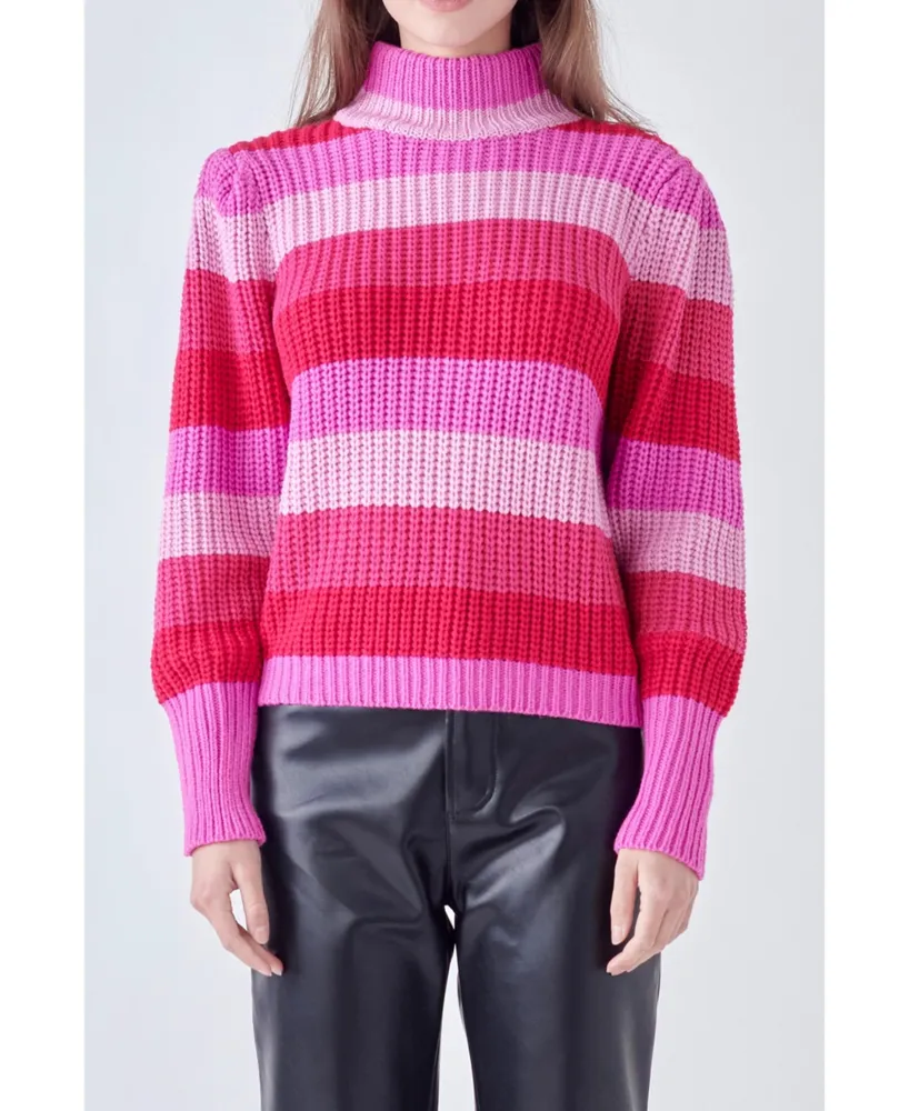 Women's Stripe Mockneck Sweater