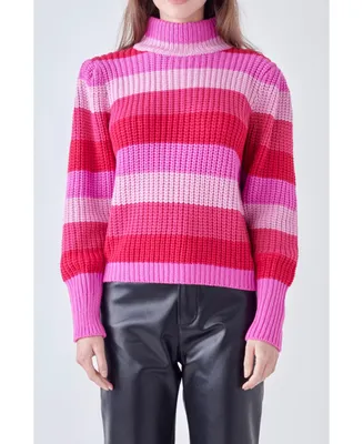 Women's Stripe Mockneck Sweater