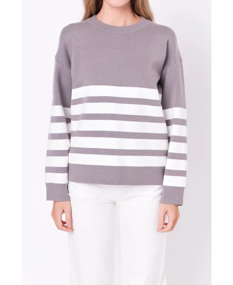 Women's Stripe Round Neck Sweater