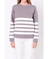 Women's Stripe Round Neck Sweater