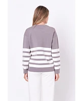 Women's Stripe Round Neck Sweater