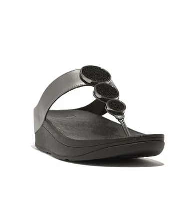 FitFlop Women's Halo Bead-Circle Metallic Toe-Post Sandals