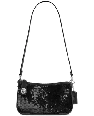 Coach Penn Small Leather Sequined Shoulder Bag