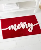 Avanti Merry Festive Script Holiday Bath Rug, 20" x 32"