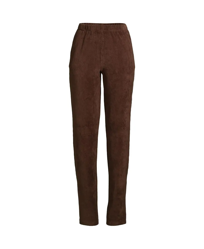 Lands' End Women's Sport Knit High Rise Corduroy Elastic Waist Pants