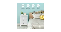 2 Pieces Nightstand End Beside Table with 3 Drawers