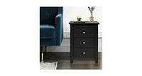 2 Pieces Nightstand End Beside Table with 3 Drawers