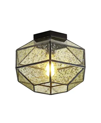 Jonathan Y Evelyn Vintage Farmhouse Iron/Glass Led Flush Mount