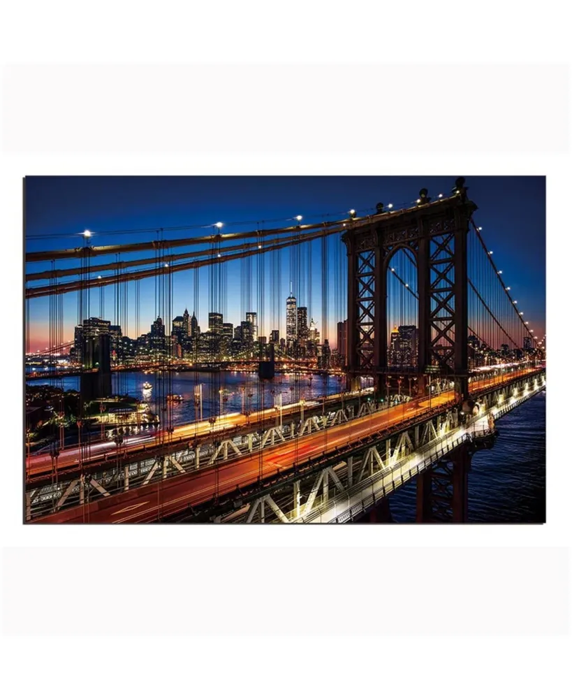 Simplie Fun Evening On The Manhattan Bridge Acrylic Wall Art (32 H X 48 W)