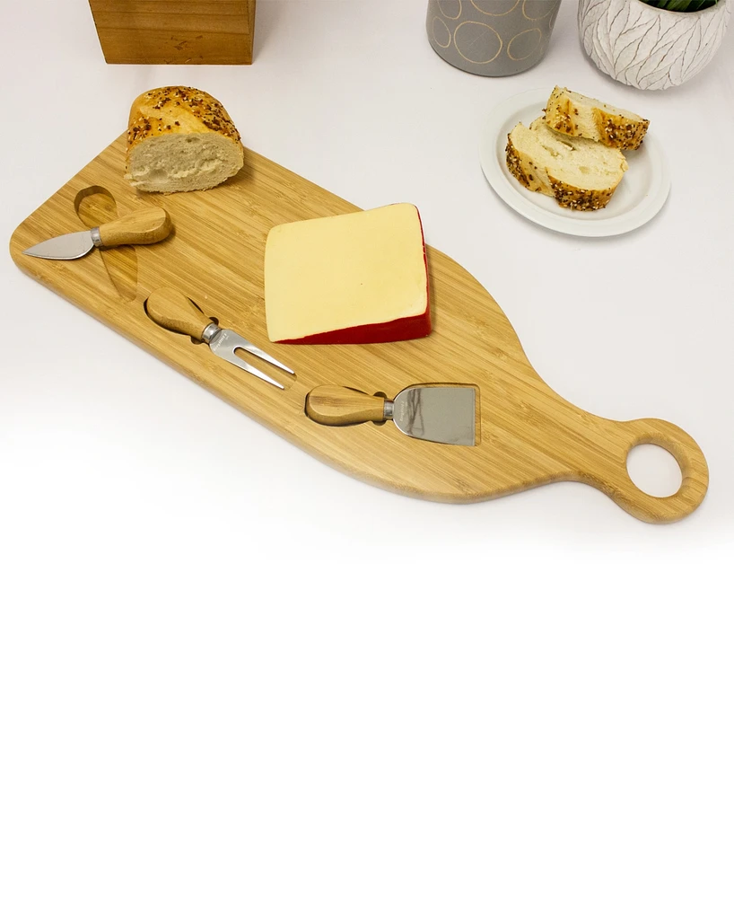 BergHOFF Bamboo 4 Piece Paddle Cheese Board Set with 3 Tools
