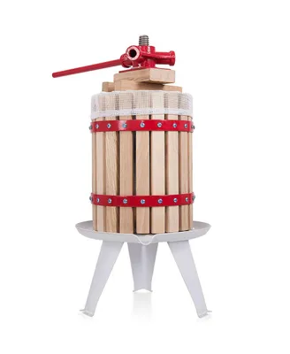 Costway 1.6 Gallon Fruit Wine Press Cider Apple Grape Crusher Juice Maker Tool Wood