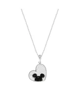 Disney Mickey Mouse Stainless Steel Crystal Heart Necklace, Officially Licensed