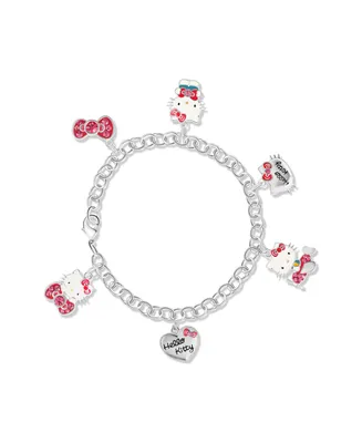 Sanrio Hello Kitty Officially Licensed Authentic Silver Plated Charm Bracelet - 8''